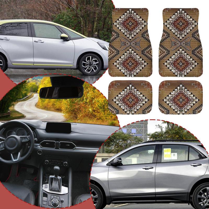 Turkish Persian Style Carpet Car Floor Mats European Ethnic Boho Car Floor Mats Pad 4Pcs Front And Rear Mats Set Car Accessories