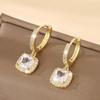 Luxury Square Micro Paved Zircon Earrings Women Elegant Versatile Commuter Hoops Fashionable Dangle Earrings Jewelry
