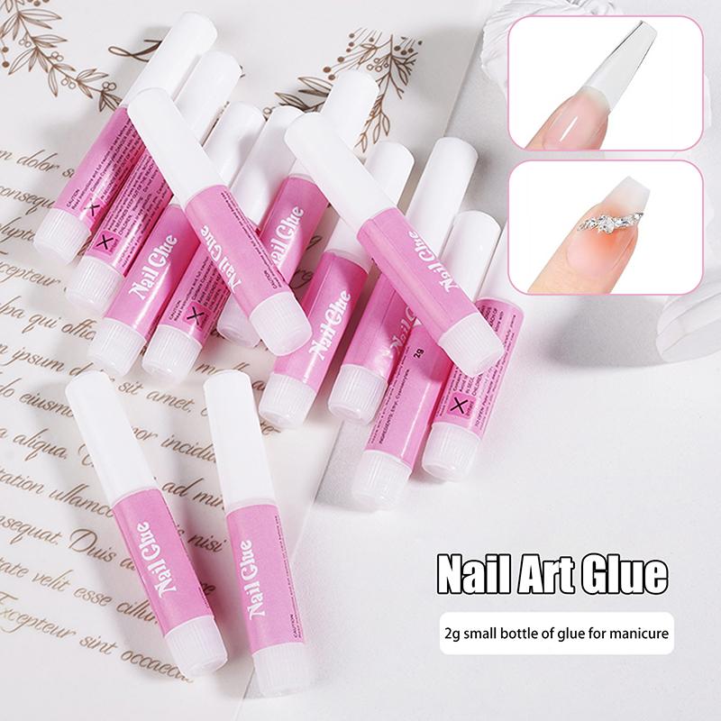 2G 10 Stück/Beutel Super Starker Nagelkleber für Falsche Nagelspitzen Acrylnägel Aufdrücken Künstliche Nägel Kunstdekoration Lang Anhaltende Haftung