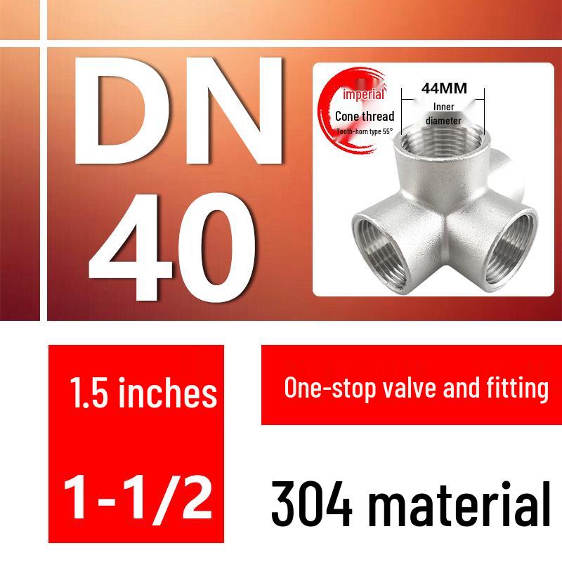 304 Stainless Steel Internal Threaded 3D Tee and Four/Five-Way Connector, DN25 Water Pipe Fittings