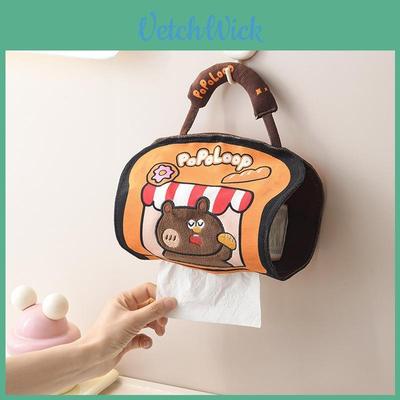 Modern Minimalist Bear Pattern Linen Paper Towel Dispenser For Home Bathroom And Car Decor
