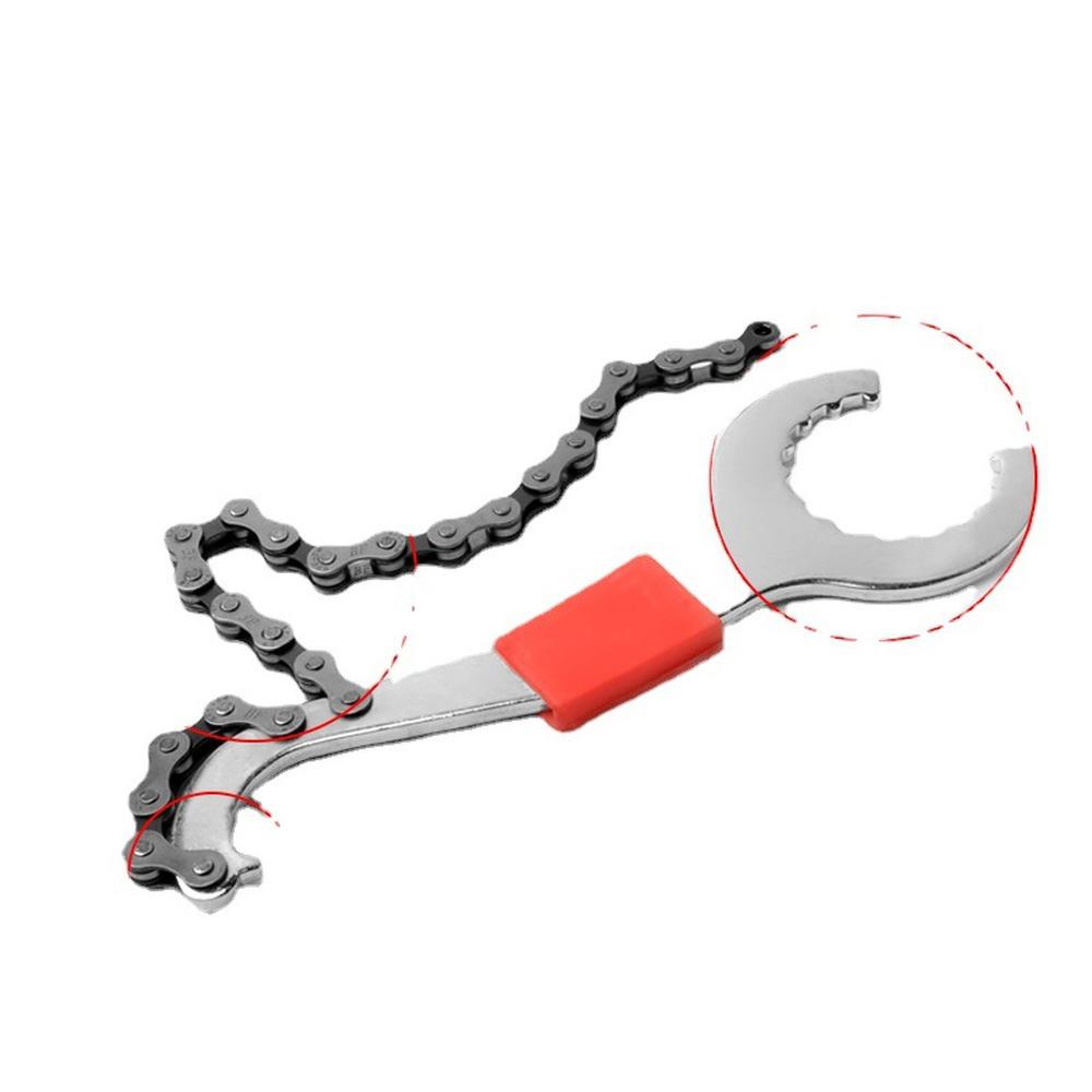 Bicycle Cassette Removal Tool 3-in-1 Combo with Chain Whip and Bottom Bracket Spanner for MTB Road Bike Flywheel Repair