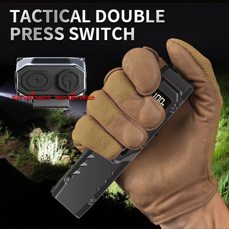 EDC Rechargeable LED Flashlight Type-C Charging Super Bright Tactical Flashlight COB Work Light Portable Multifunctional Flashlight Waterproof