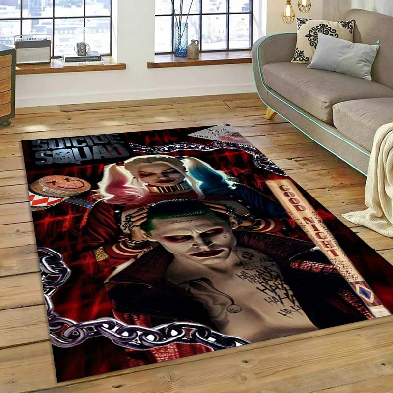 Der Teppich The Suicide Squad, inspiriert vom Actionfilm, eignet sich für Wohnzimmer, Schlafzimmer, Nachttischbereiche, Balkone und andere