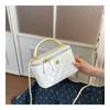 Women Elegant Plaid Chain Crossbody Bucket Bag Daily Fashion Shoulder Handbag