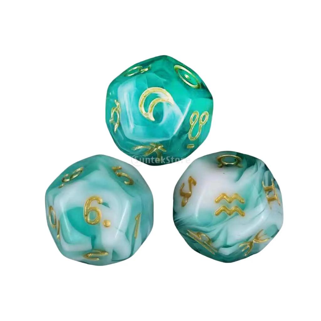 3x 12 Sided Dice Entertainment Toys Astrology Dice for KTV Role Playing Game Table Party Dice Multifaceted Party Game