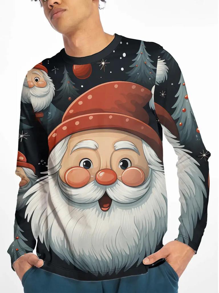 Merry Christmas Pattern Santa Claus 3D Print T-Shirt Men Women Long Sleeve O-Neck T Shirts Oversized Harajuku Top Kid Clothing