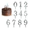 Aluminum Cake Stand Reusable Number Birthday Cake Candle Holder Set Silver Aluminum Cake Toppers for Parties Anniversaries