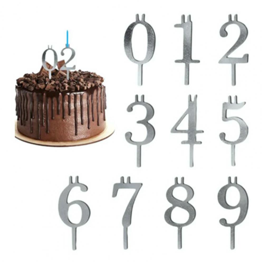 Aluminum Cake Stand Reusable Number Birthday Cake Candle Holder Set Silver Aluminum Cake Toppers for Parties Anniversaries