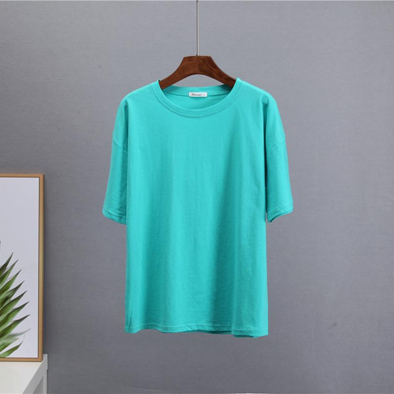 Hirsionsan Basic Cotton T Shirt Women Summer New Loose Solid Tees 19 Colors Casual Loose T Shirt Female Oversized O Neck Female Tops