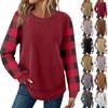 Women's Plaid Print Round Neck Long Sleeve Casual Loose Top