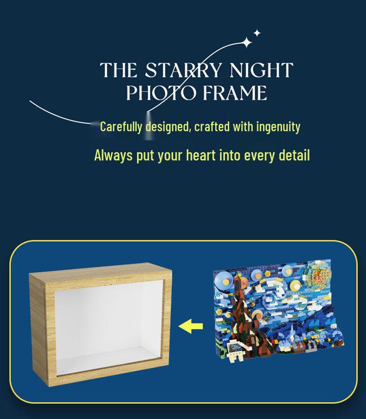 Starry Night Photo Frame Building Blocks: Compatible with Lego - Children's Educational Assembly Ornament Gift