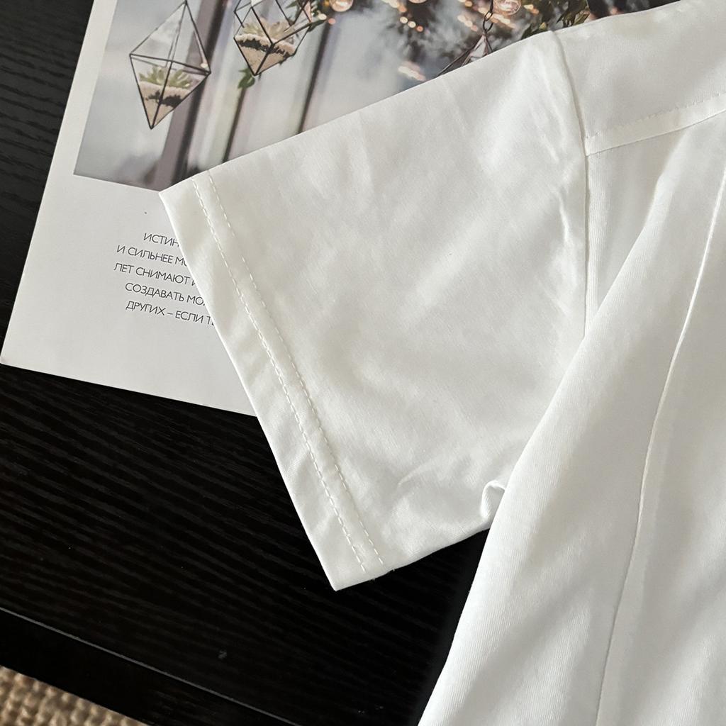 Cool Summer Cotton Stand-Up Collar Casual Embroidered T-Shirt for Boys and Girls (Oversized)