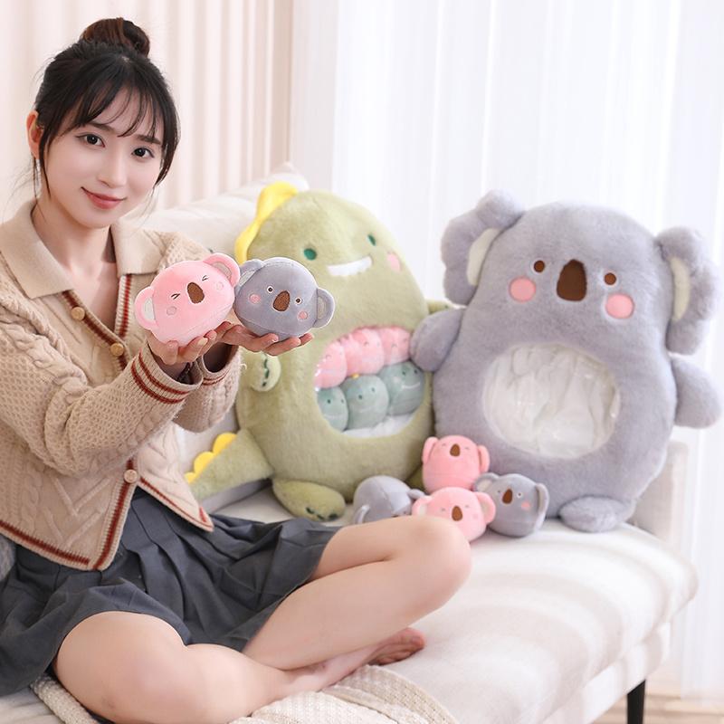 A Bag Of Koala Bear Bunny 6pcs Plush Japanese Anime Rabbit Soft Texture Pillow Imaginative Dinosaur Cartoon Doll Christmas Season Gifts