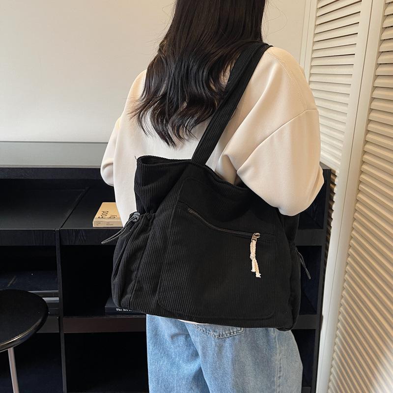 Neue koreanische Cord-Tragetasche für Damen, große Kapazität, minimalistisch, einfarbig, Umhängetasche, lässige Mode-Handtasche