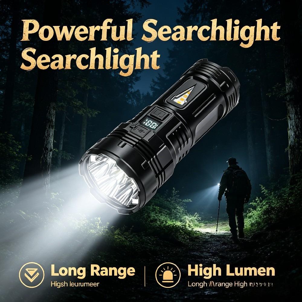 7 LED High-power LED Strong Light Flashlight 18650 USB C Rechargeable with Side Light Multifunctional Outdoor Hiking Camping Light