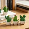 Mini Artificial Cactus Plants In Pots, Compact Faux Potted Cactus Ornaments, Resin Small Decorative Plant for Home Office Desk Tabletop Shelf Decor