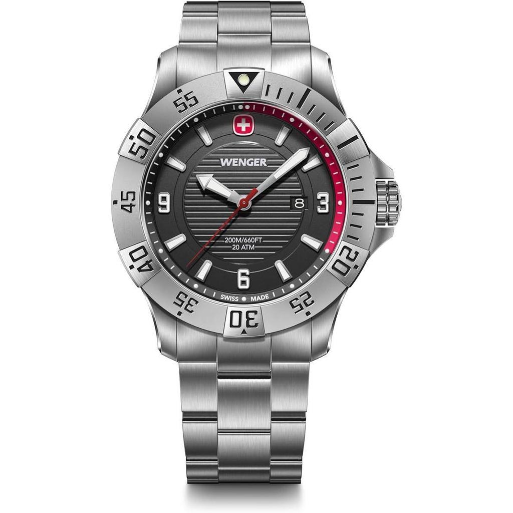 Used New and unused  WENGER SEAFORCE 01.0641.139 Quartz Men's Stainless Steel Case (316L) Black Dial 200m Water Resistant [Domestic Genuine Product]