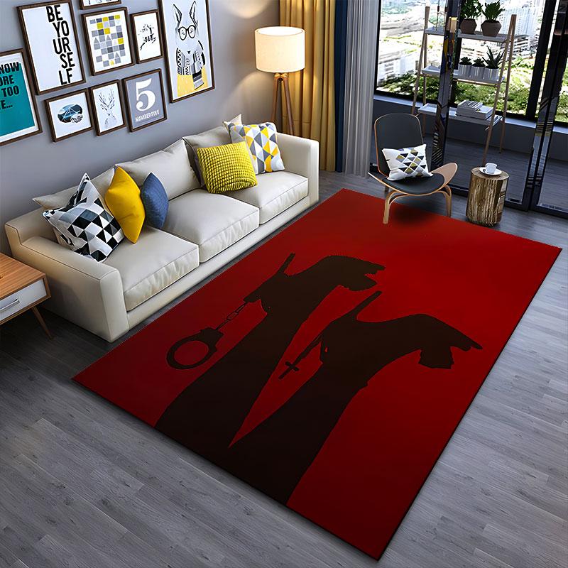 Silhouette Hands Red Background suitable as a non-slip mat for the living room or bedroom sofa