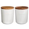 LOLO | Greige/Asche Vorratsdose | 500ml | Keramikdose | Hergestellt in Japan | Teak Konvex | Salz- und Zuckerdosen-Set (Weißes Set)
