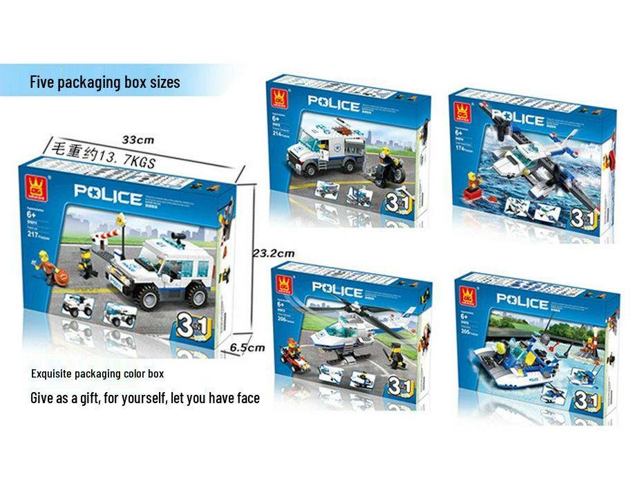 Wange City Police Airplane Building Blocks - Parent-Child Interactive Toy