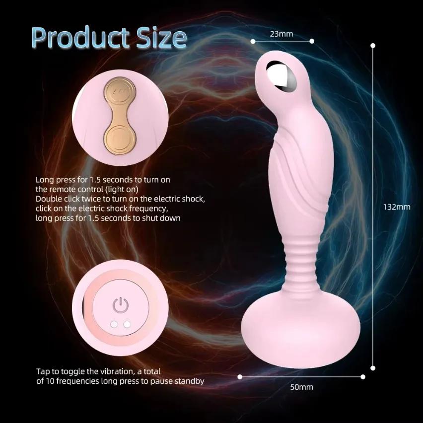 Vibrating Anal Plug Prostate Stimulation Electric Shock Butt Plug Remote Control Masturbation Sex Toys Adults Goods for Men