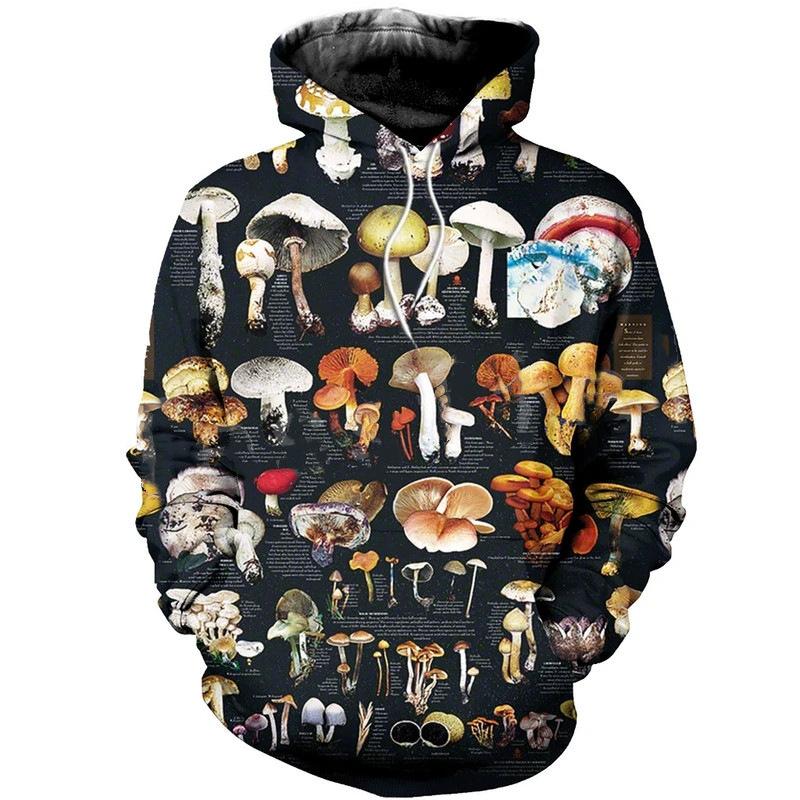 Fashion Colored Mushroom Pattern 3D Printed Hooded Sweatshirt Casual Super Large Hooded Sweatshirt Street Harajuku Men Pullover