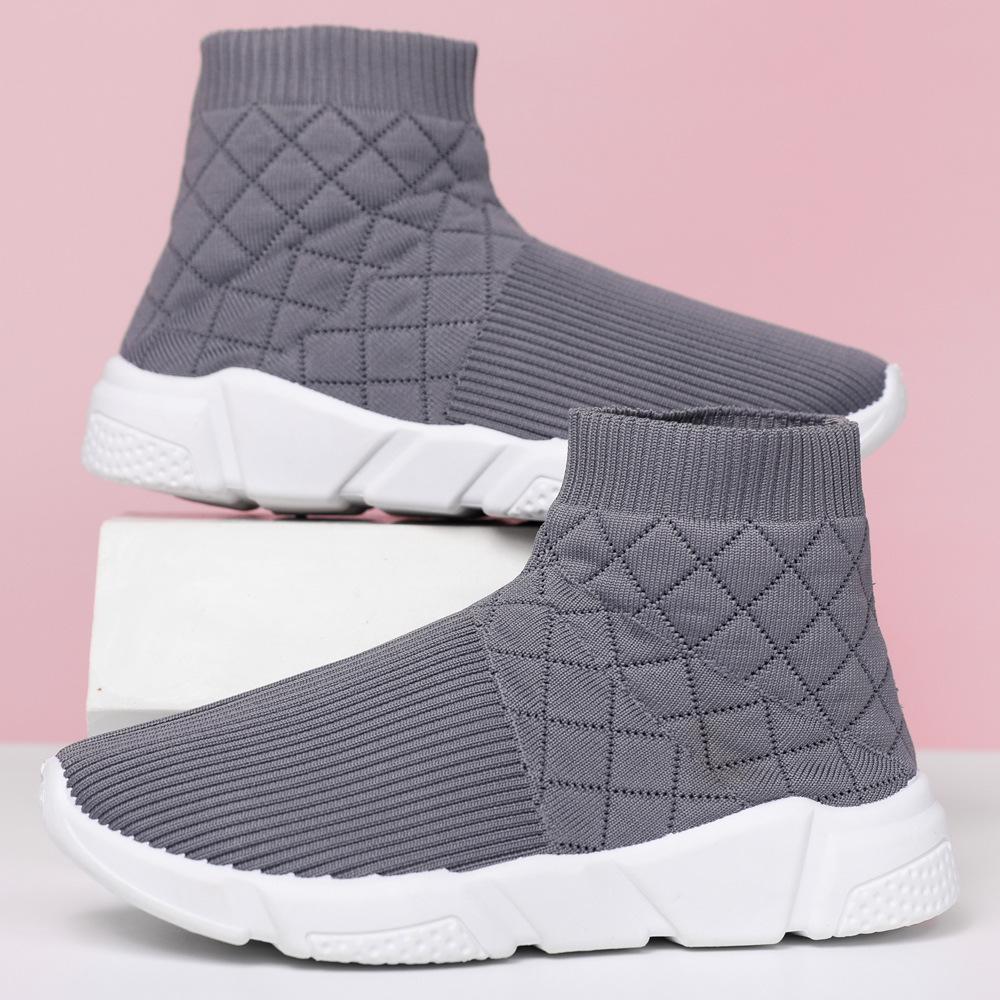 Casual shoes New high-top couple shoes Comfortable soft-soled fly-woven breathable one-pedal socks shoes