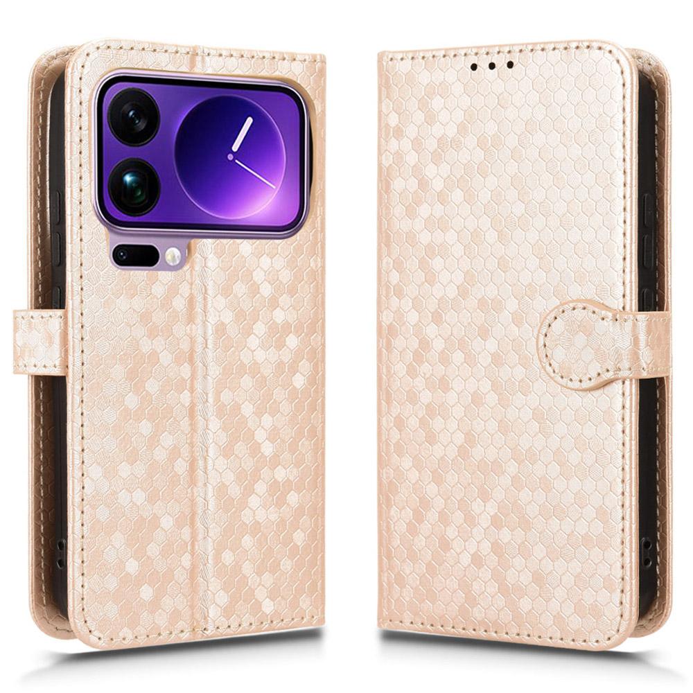 For Xiaomi 17 Pro Max Wallet Case Dot Pattern Imprint PU Leather Phone Cover with Wrist Strap
