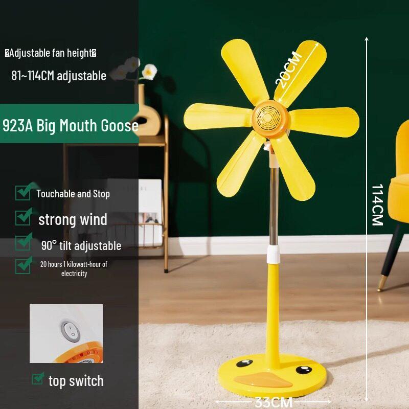 Compact Silent Cartoon Floor Fan for Dorms & Offices