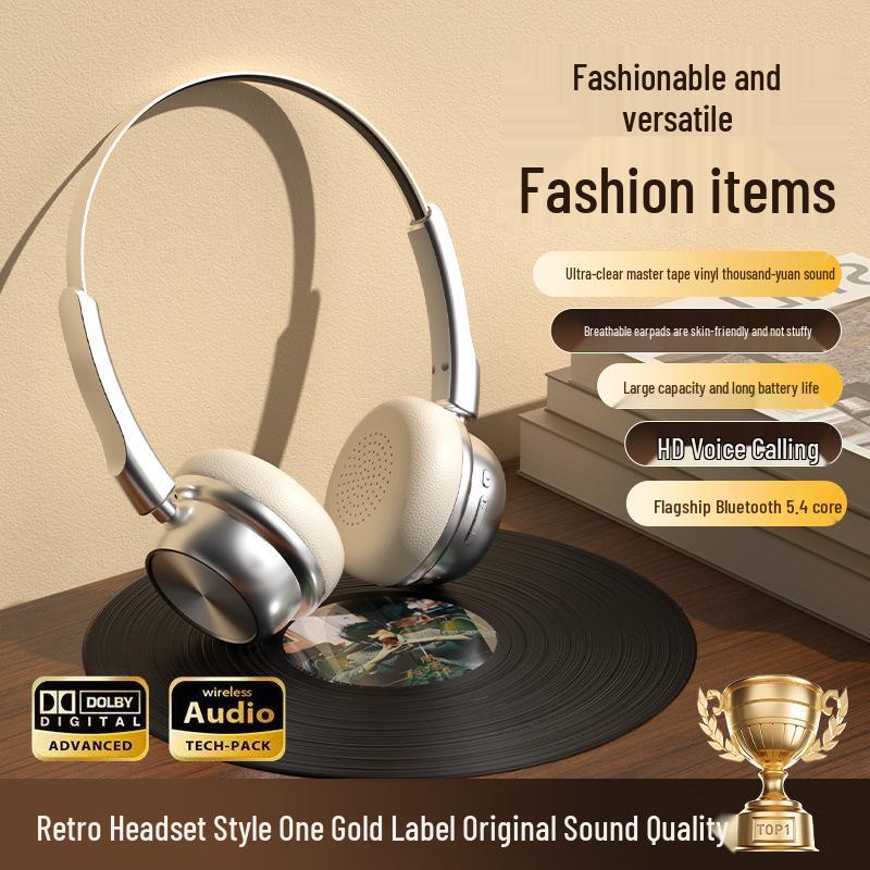 CR-20 Retro Bluetooth 5.4 Over-Ear Headphones - Myllard Metal Design with Super Long Battery Life
