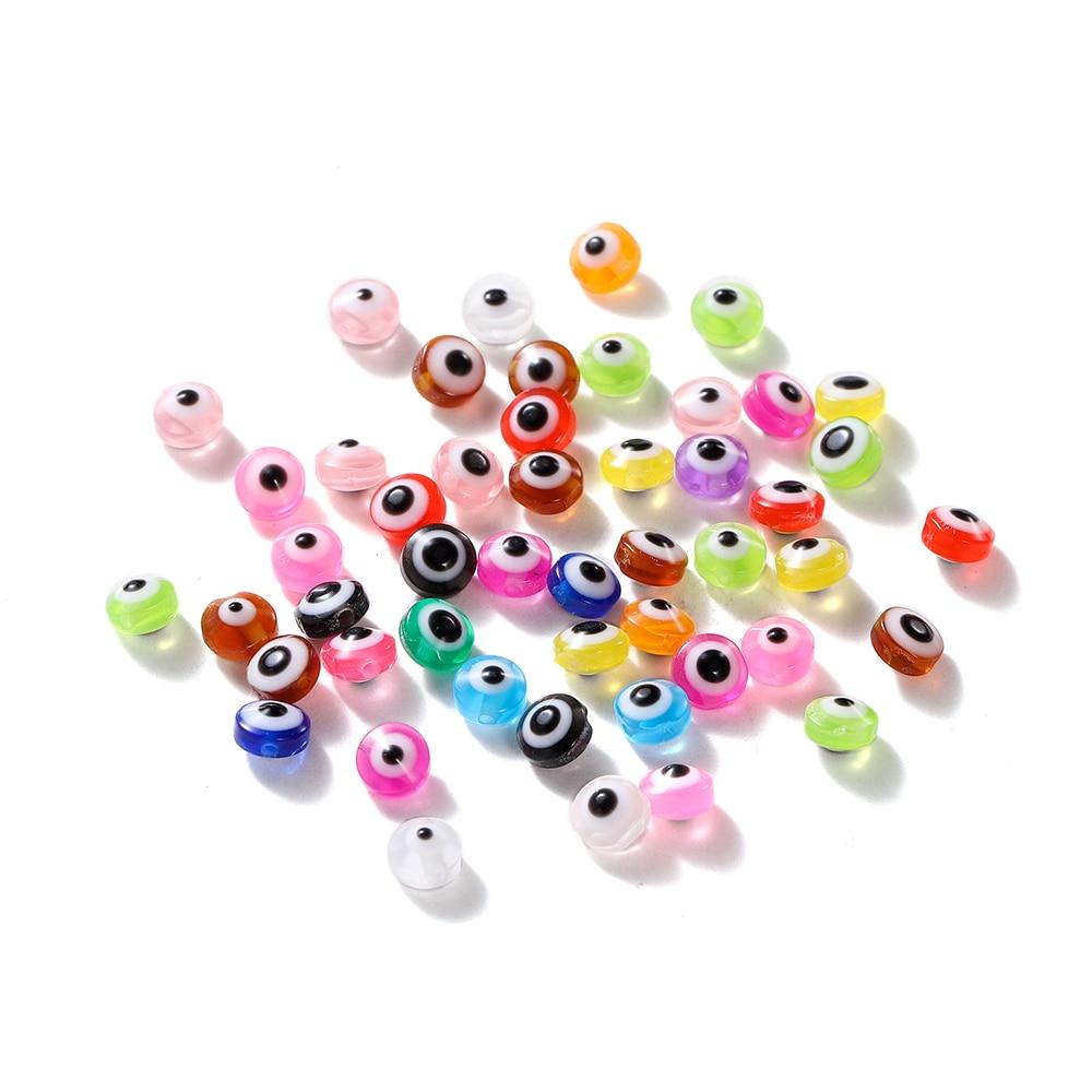 

50 шт./лот 6 мм овальные бусины сглаза, смоляные разделительные бусины, ювелирные изделия для DIY, ожерелье, серьги, браслет, принадлежности для изготовления ювелирных изделий