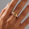 Inlaid Colored Cubic Zirconia Stainless Steel Ring for Women - Versatile High-End European and American Style Jewelry
