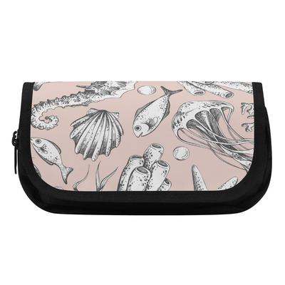 Pen Case Two Compartment Metal Zipper 300D Polyester with Two Compartments for Pens Ruler Scissors and Earphones for Boys Girls