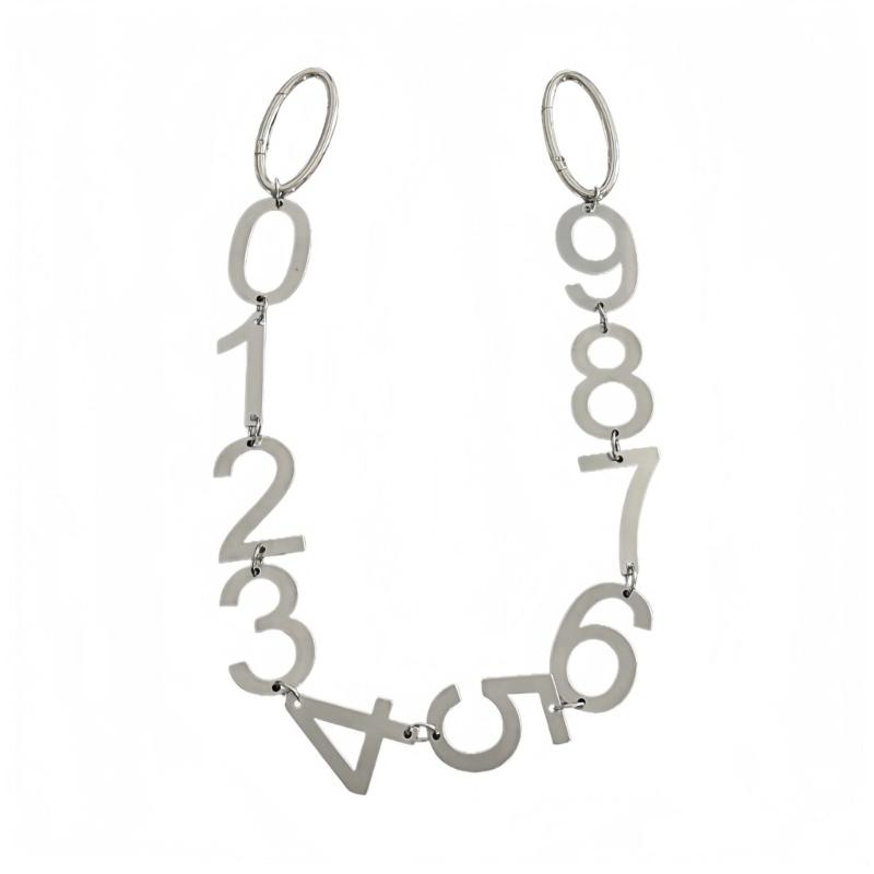 Silver-Tone Metal Pants Chain for Men and Women, Number-Shaped Linked Design with Connecting Rings for Punk, Techwear, and Stage Outfits