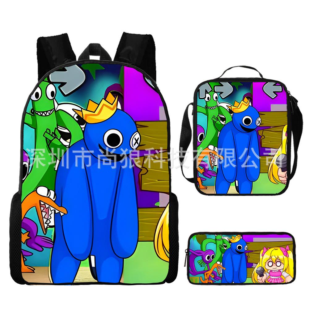 Rainbow Friends Rainbow Friends Student School Bag Digital Printed Oxford Cloth Backpack Satchel Pencil Case