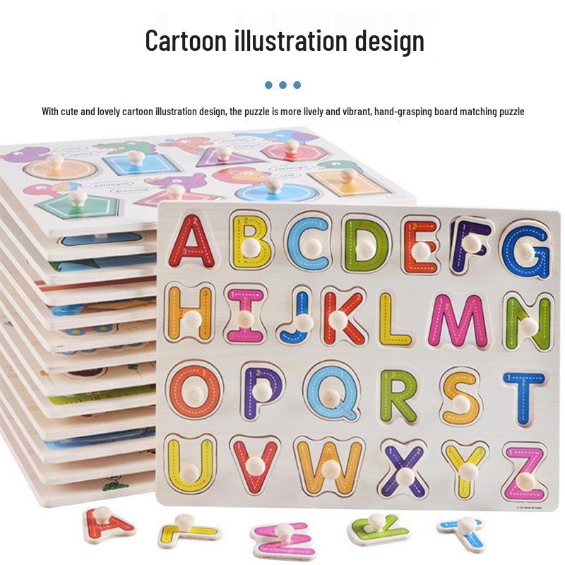 Wooden 3D Educational Grasping Board & Puzzle for Children: Animal & Fruit Theme Cognitive Toy