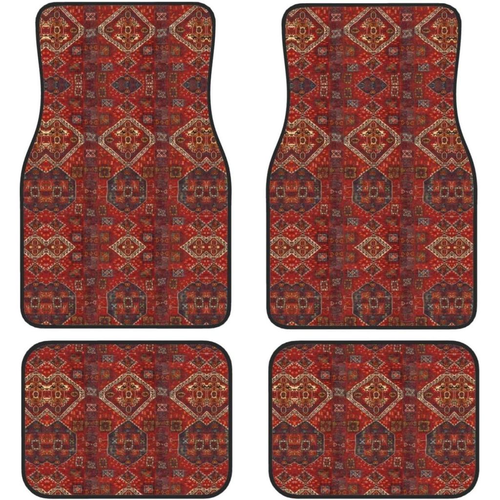 Car Floor Mats Set Of 4, Oriental Turkish Persian Carpet Front And Back Rug Mats Decorative Universal For Cars SUV Trucks Vans