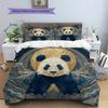 Moon Panda Pattern Bedding Quilt Set  Home Decoration  Gift (1 * duvet cover + 2 * pillowcase  without core)