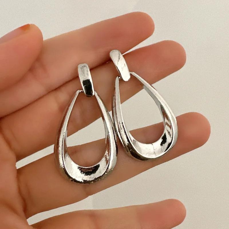 Fashion Stainless Steel Droplet Earrings for Women Vintage Exaggerated Geometric Dangle Drop Earring Party Wedding Jewelry Gifts