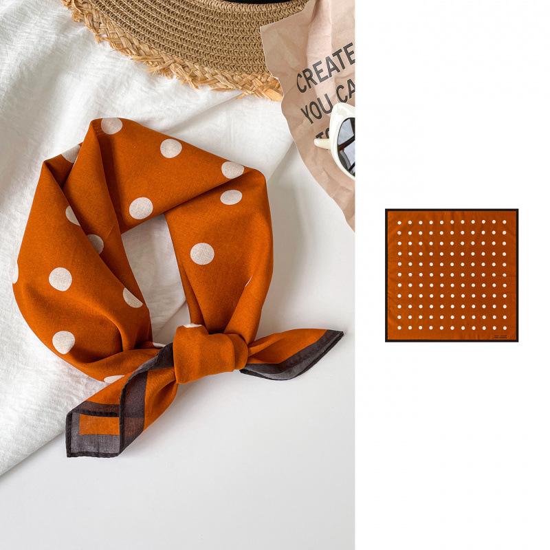 Simple And Retro Polka Dot Silk Scarf 55 Cotton Small Square Scarf Headscarf Breathable Versatile Scarf Scarf Headscarf