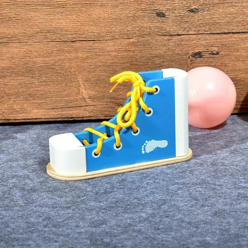 Baby Montessori Wooden Toys Learn To Tie Shoelaces Threading Game  Teaching Aids Educational Toys For Boys Girls Birthday Gift
