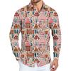 Men's Christmas Shirt Christmas Print Long Sleeve Button Shirt