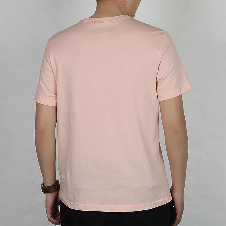 Nike T Shirts Men's Coral Red Crew Neck Moderate Straight Fit CU6872-664