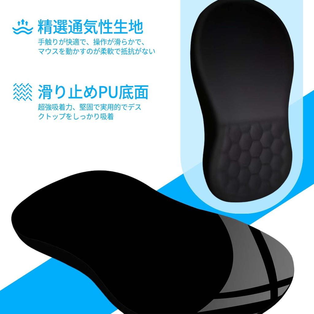 PhyiFlbey Mouse Pad with Wrist Integrated Wrist Massage Dot Pain Relief for Wrist Memory Black Support, Rest, Design, Pain, Foam, Ergonomic, Non-Slip,