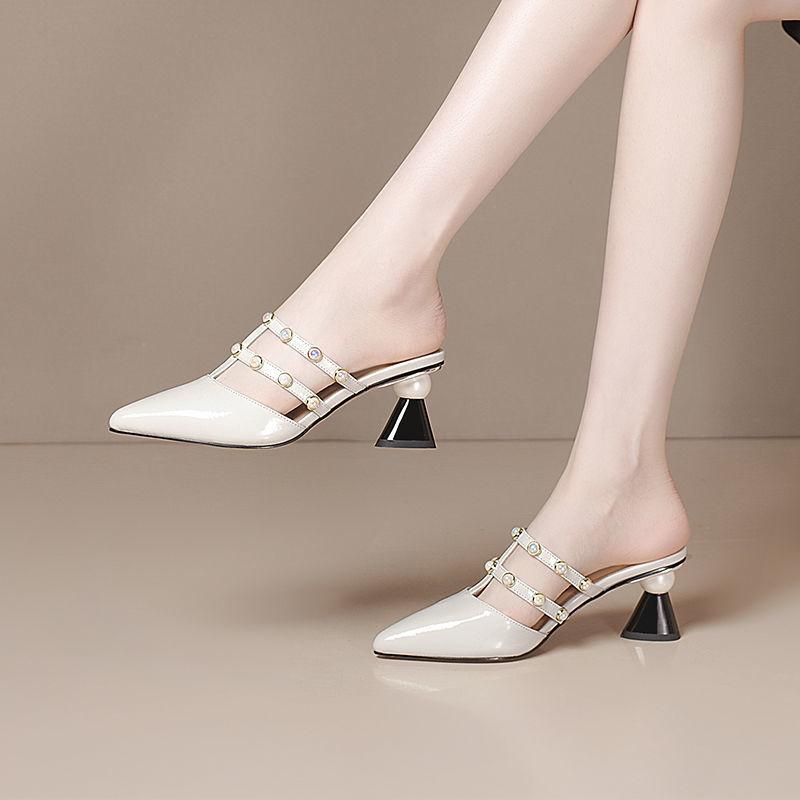 Fashion Temperament Sandals Women's 2024 Summer New Style Pointed Trend Versatile Comfortable Anti-Slip Outdoors Slippers
