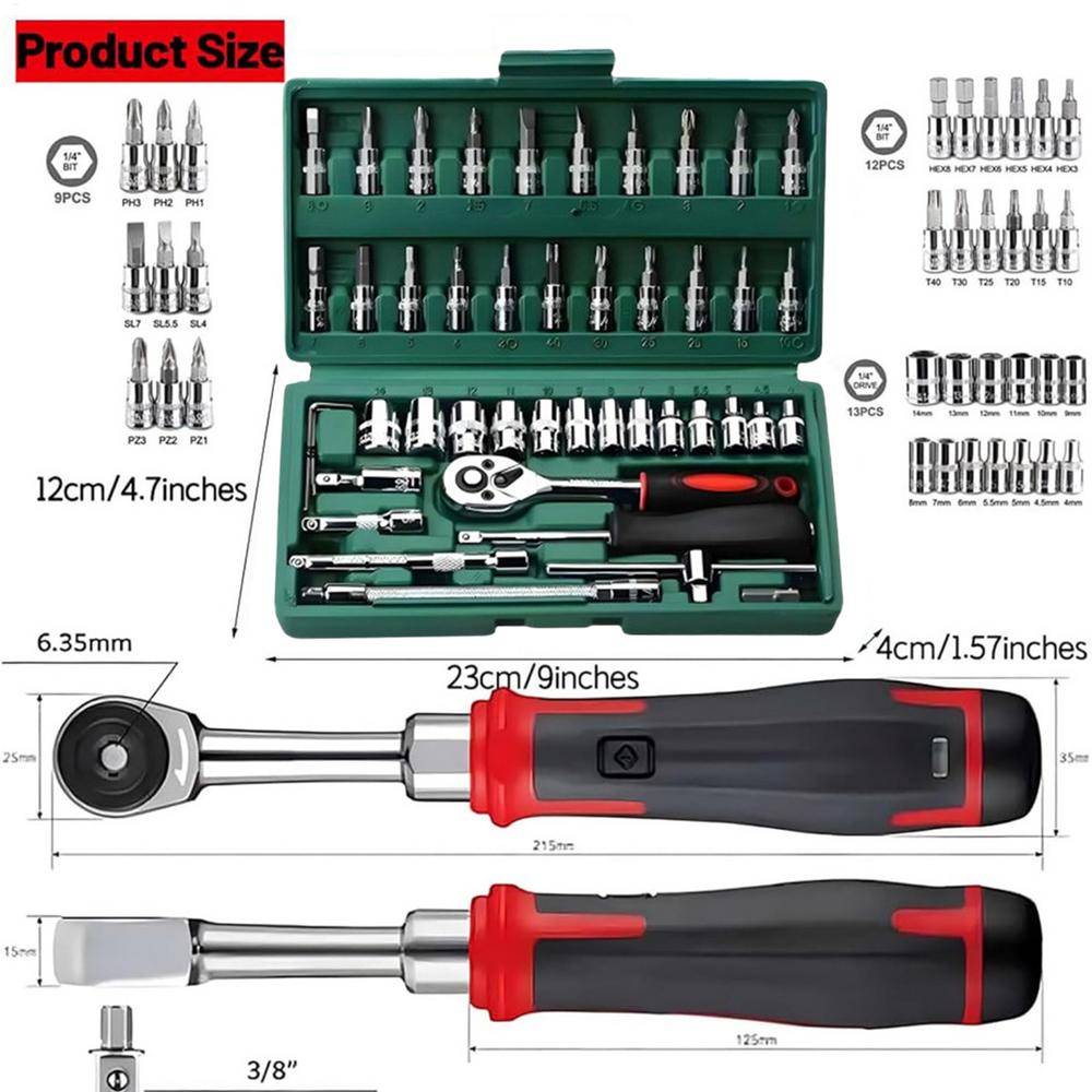 

Tool Set Mechanics Kit Auto Repair Tool Set Auto Repair Tool Box Portable Mechanics Hand Tool Set for Home Dorm Apartment