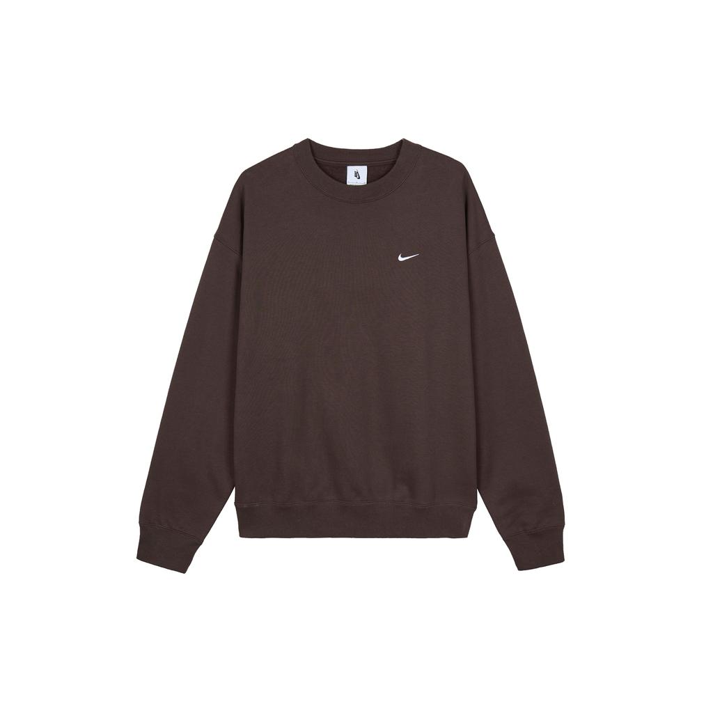 Nike Solid Color Logo Crew Neck Sweatshirt Men Tops Brown DX1362-237