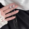 Elegant Long Tassel Earrings with Rhinestone Snowflakes, Wedding Party Christmas Gift for Women, Dangle Ear Studs Jewelry