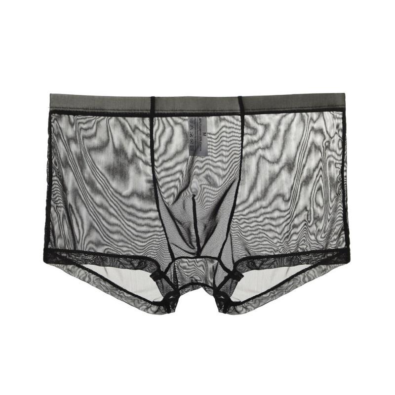 Men Sexy Seamless Underwear Pants Men'S Ultrathin Transparent Boxershorts Male Mid-Rise Mesh Slips Homme Panties Boxer Shorts